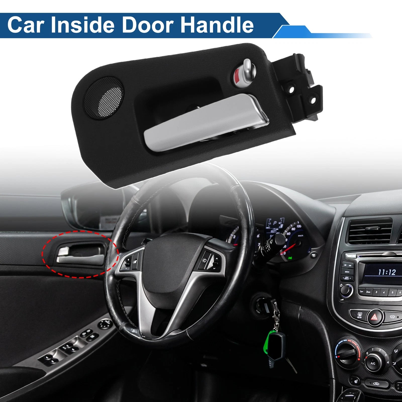 Front Driver Side Interior Door Handle for Roewe SsangYong (Black Chrome)