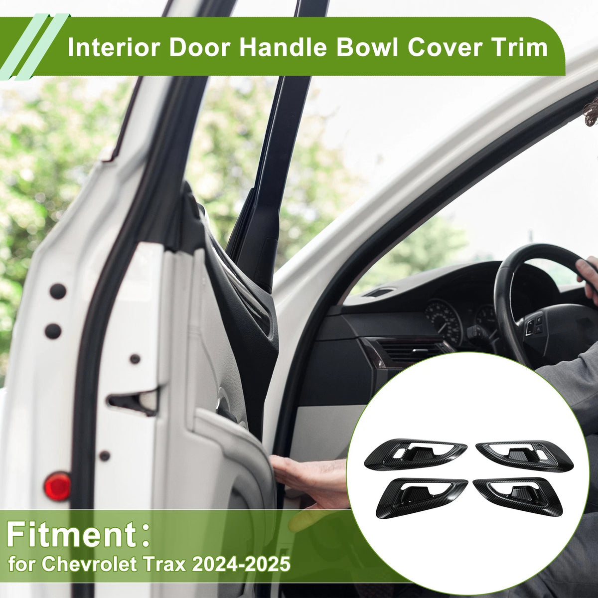 Interior Door Handle Bowl Cover Trim Set for Chevrolet Trax Carbon Fiber Black (2016–2024)