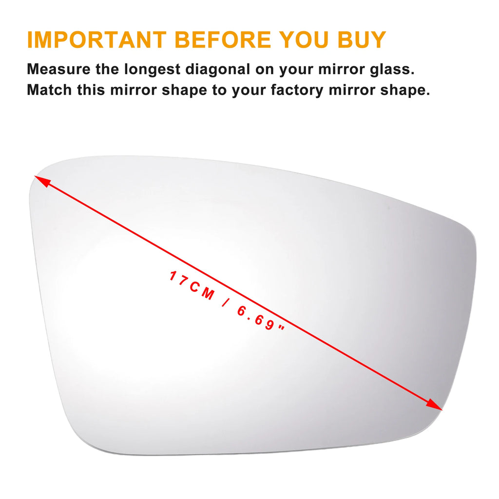 Right Side Heated White Mirror Glass for Skoda Rapid (2013–2020)