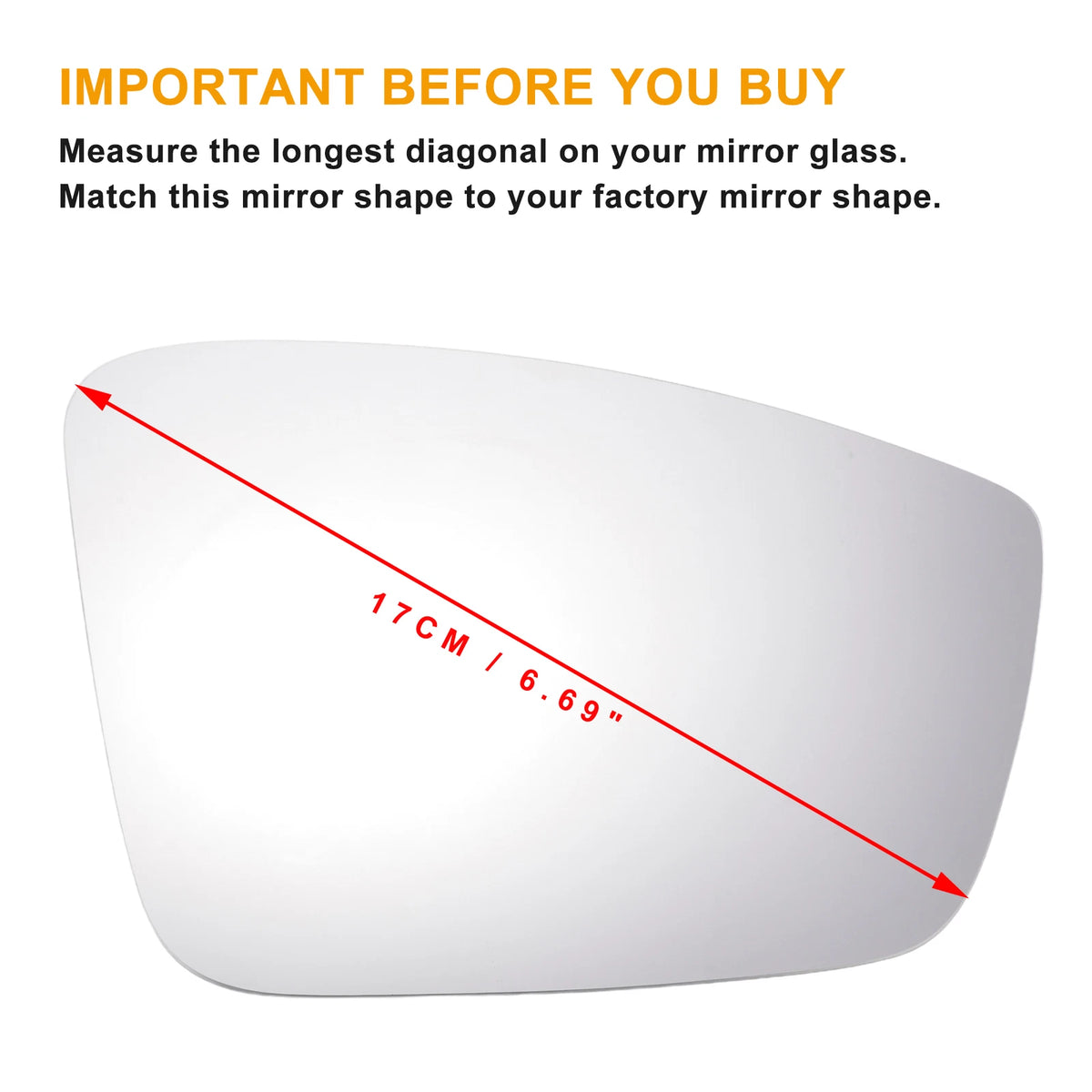 Right Side Heated White Mirror Glass for Skoda Rapid (2013–2020)