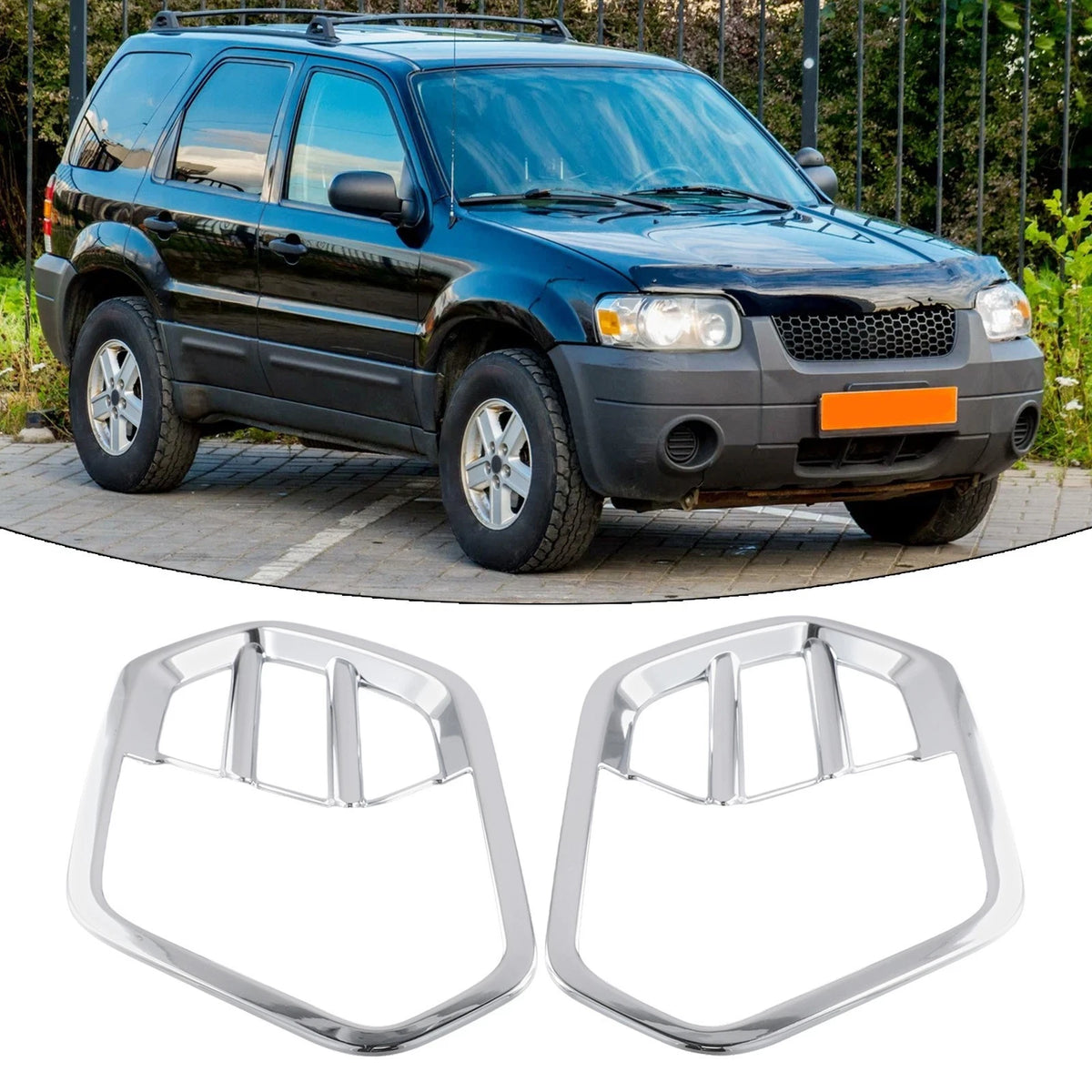 Mirror Polished Chrome Fog Light Lamp Cover Trim for Ford Escape (2013–2019)