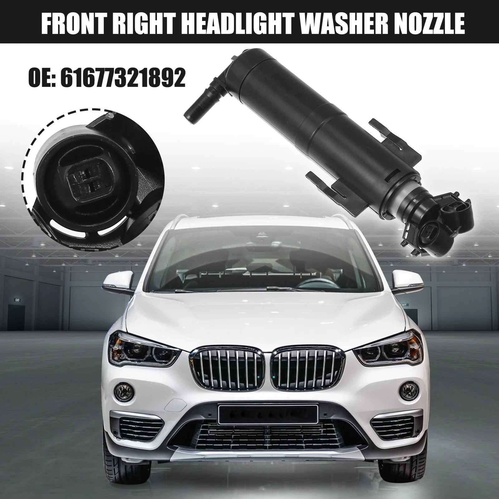 Headlight Washer Nozzle Front Right Replacement for BMW X1 (2013–2015)