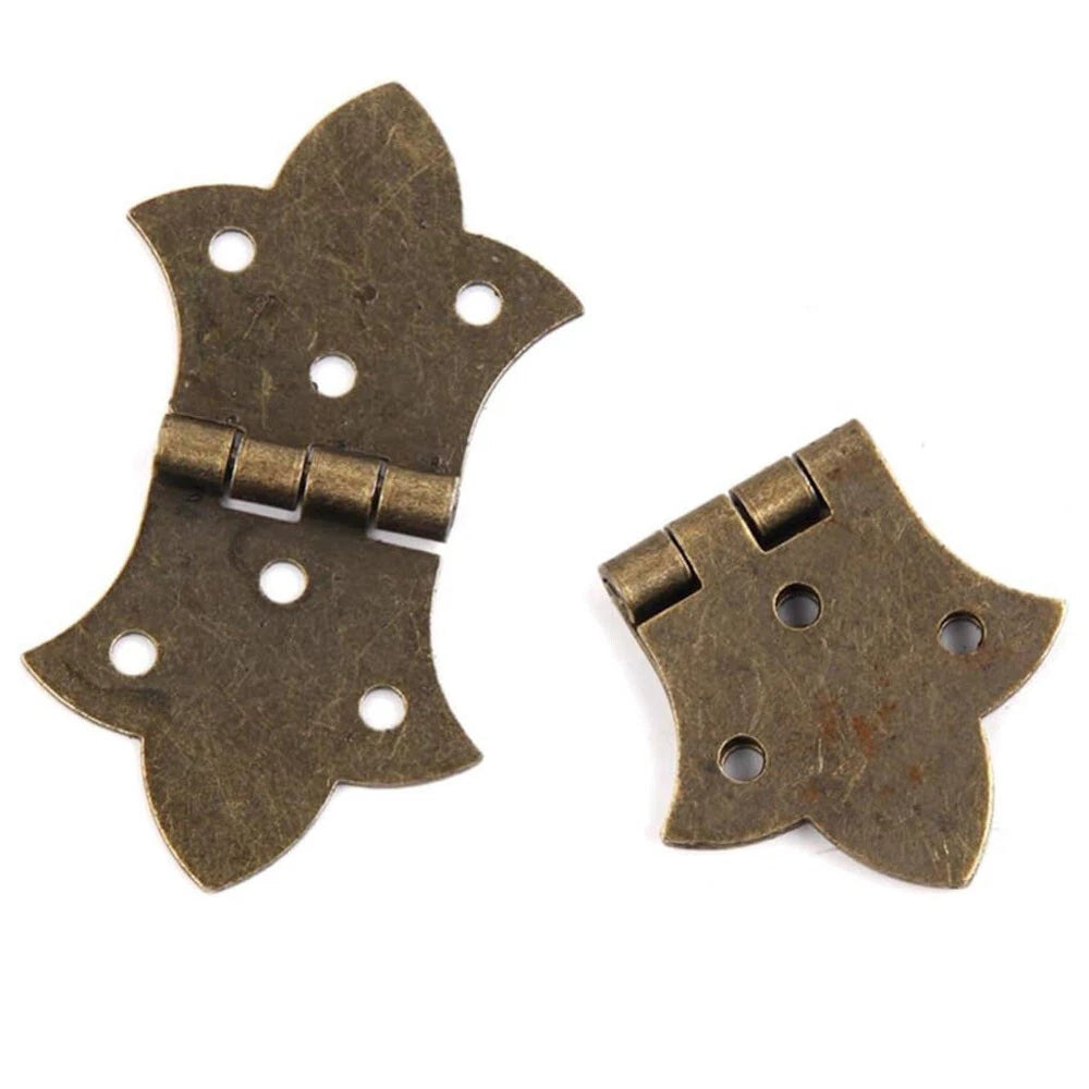 Set of 6 Antique Door Hinges with Screws for Jewelry Chest Cabinet