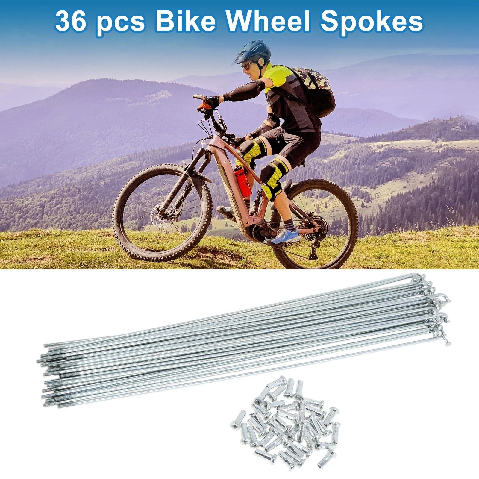 Bicycle Wheel Spokes Set 233mm Galvanized Carbon Steel for 14G 36PCS