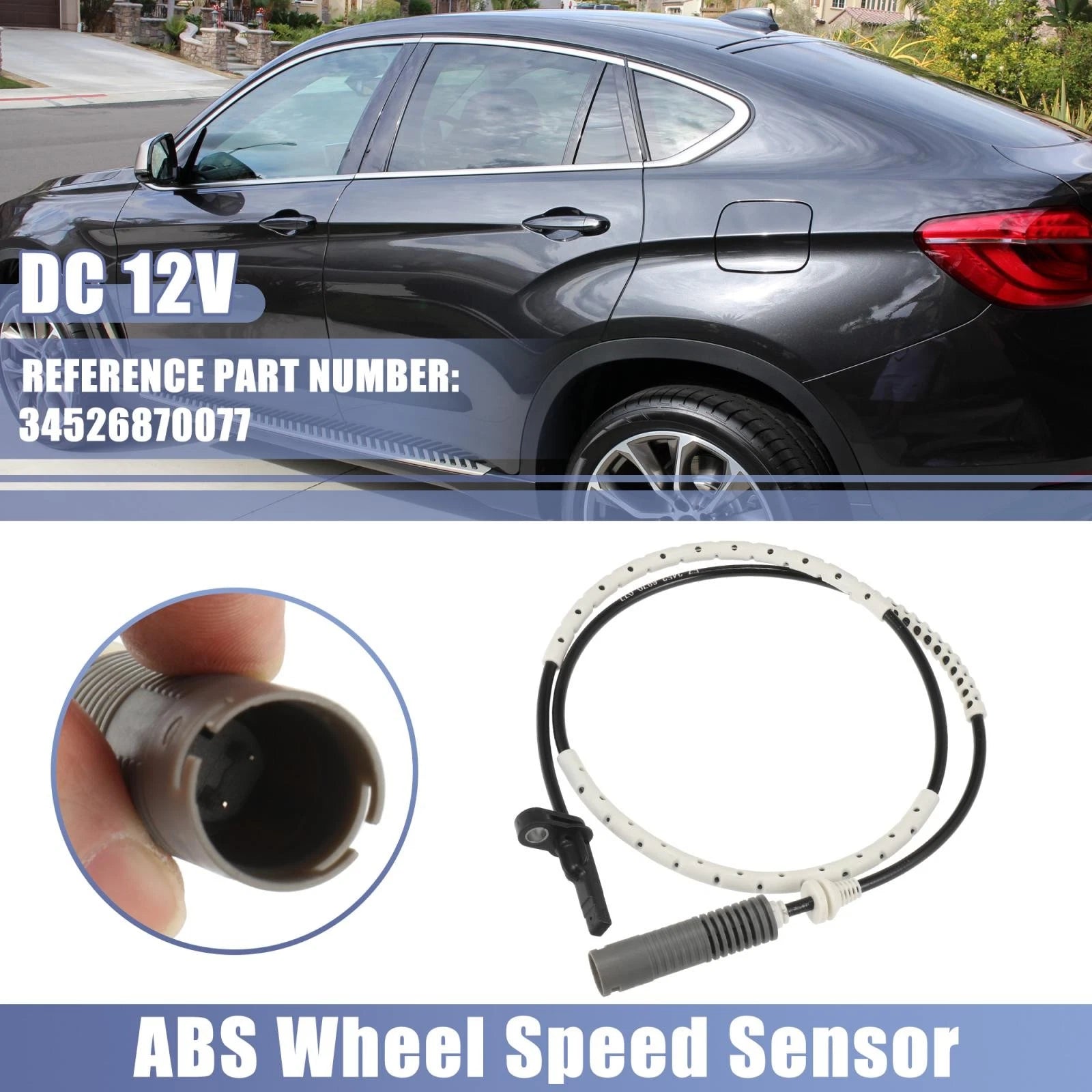 ABS Wheel Speed Sensor Rear Left Right Replacement for BMW 328i (2012–2013)