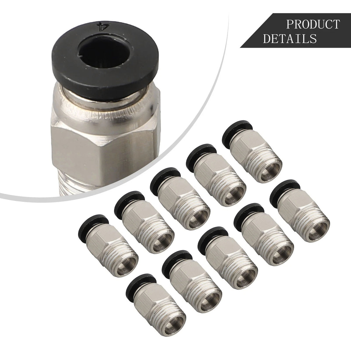 10X Straight Pneumatic Connector Stainless Steel Fitting for Tube