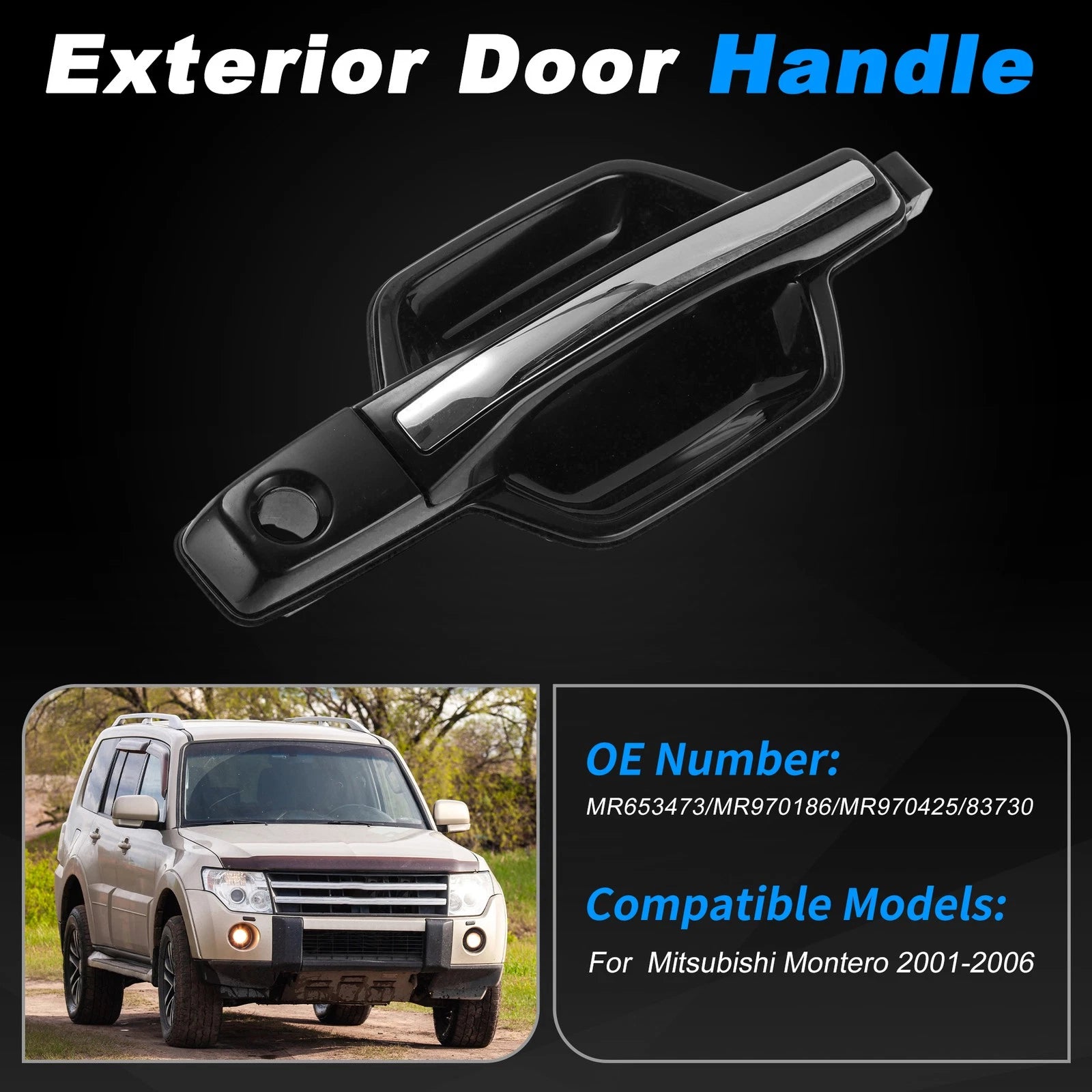 Exterior Door Handle Front Right Replacement for Mitsubishi Montero (2001–2006)