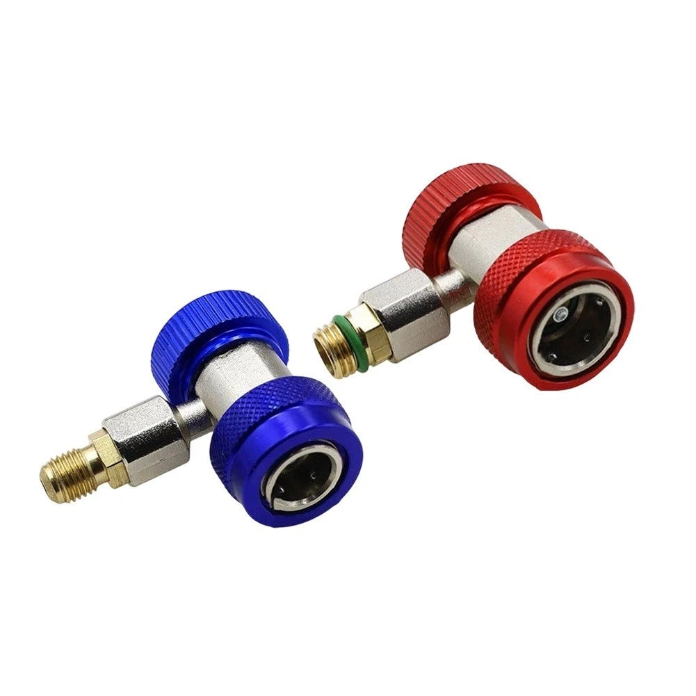 Set of 2 Adjustable R134A AC Quick Couplers for Car Air Conditioner