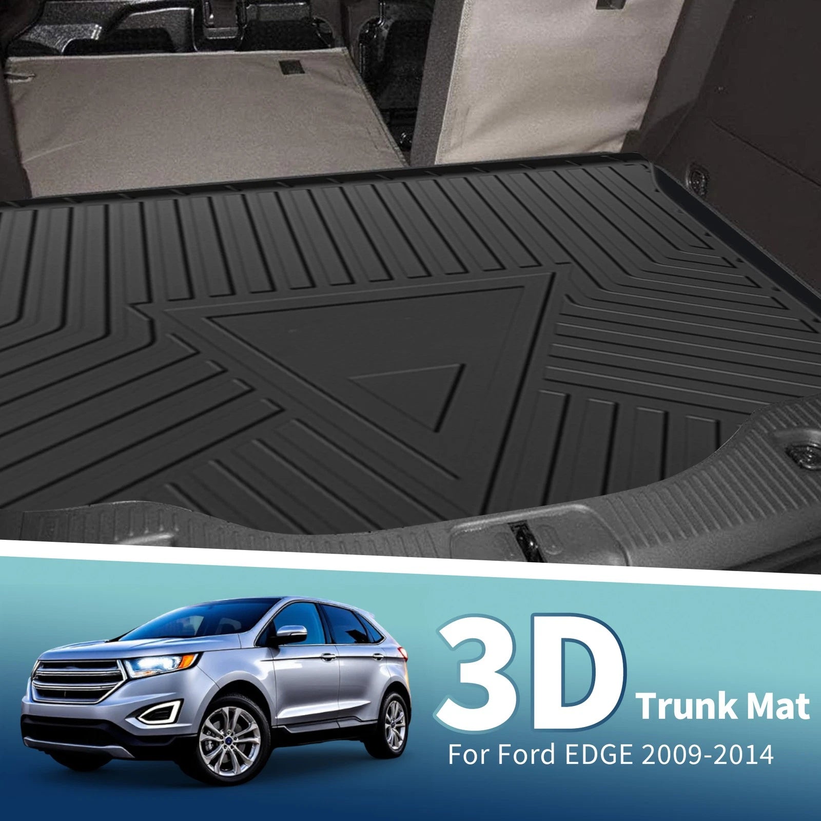 Cargo Liner Rear Trunk Mat TPE Flat Face for Ford Edge (2009–2014)