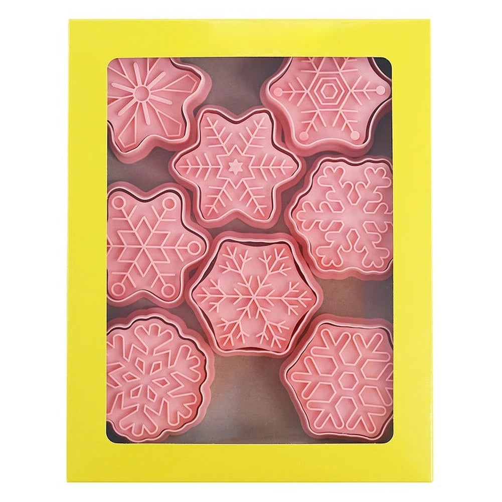 8 Piece Snowflake Cookie Molds Baking Cutters for Holiday Baking