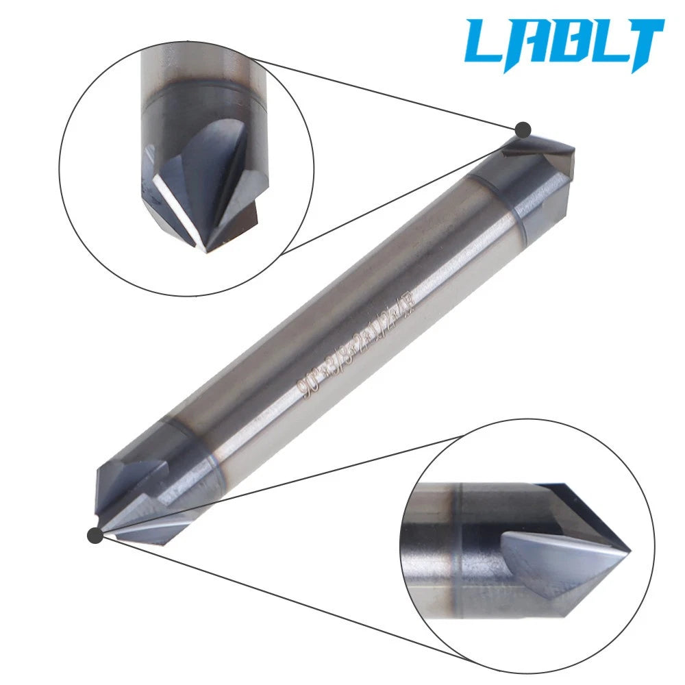 3/8" 4 Flute 90 Degree Double End Carbide Chamfer Mill (LABLT)