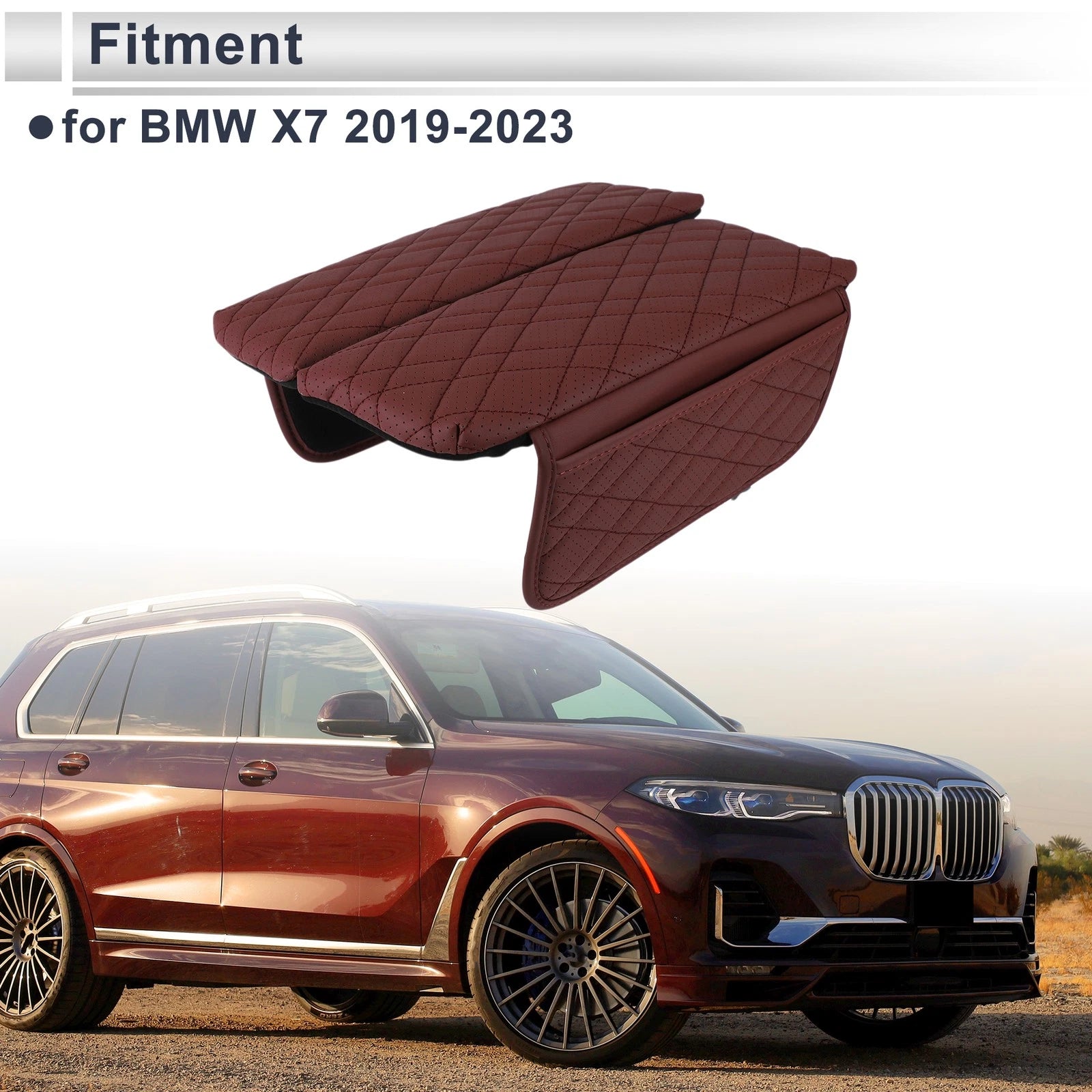 Center Console Cover with Storage Bag for BMW X7 (2019–2023) Red 1 Pair
