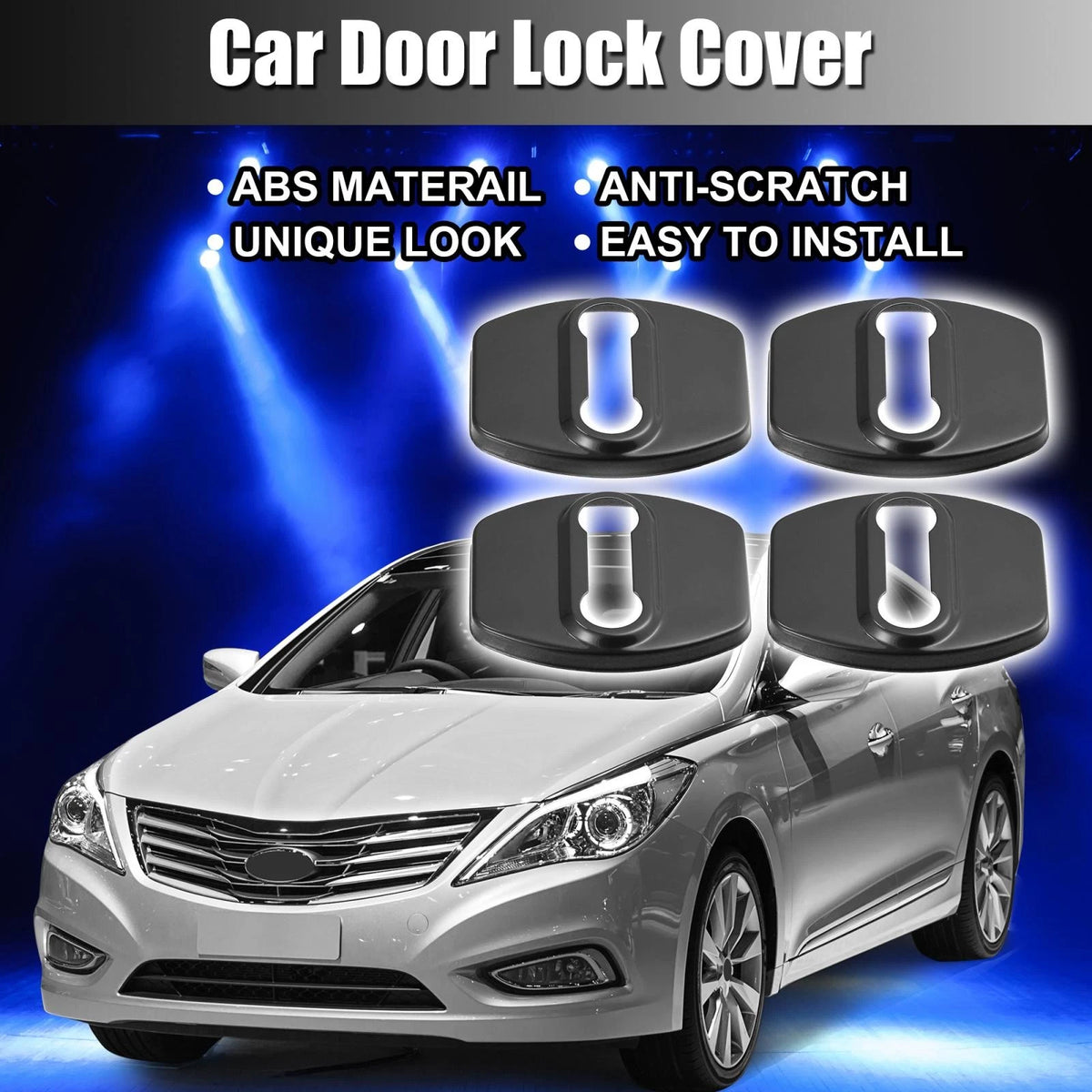 Door Lock Latch Cover Set Stainless Steel for Hyundai and Kia (4 Pack)