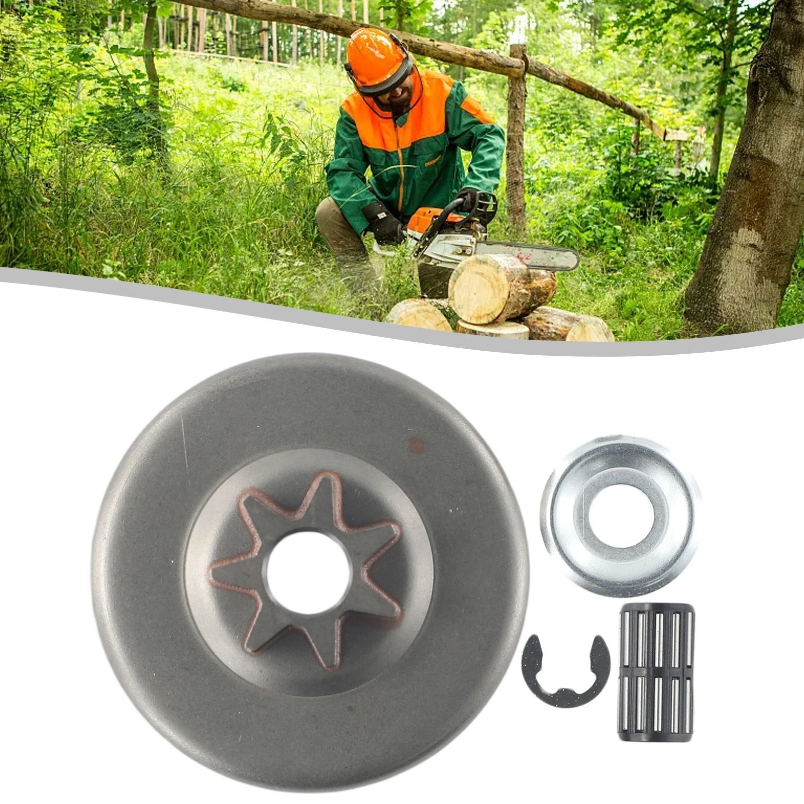 Clutch Drum Bearing Needle Washer E-clip for Chainsaw (7T)
