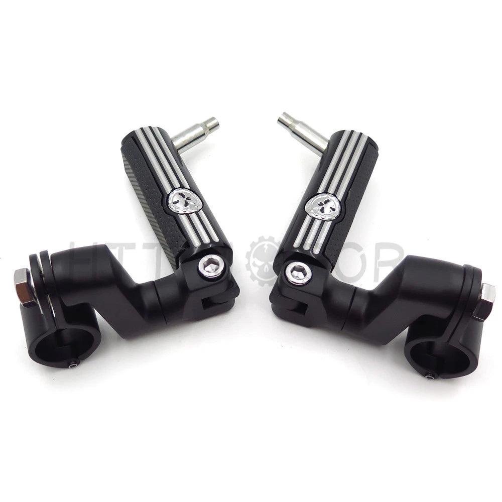 2X Aluminum Front Foot Pegs Kit for Motorcycle (1.5" Engine Guard)