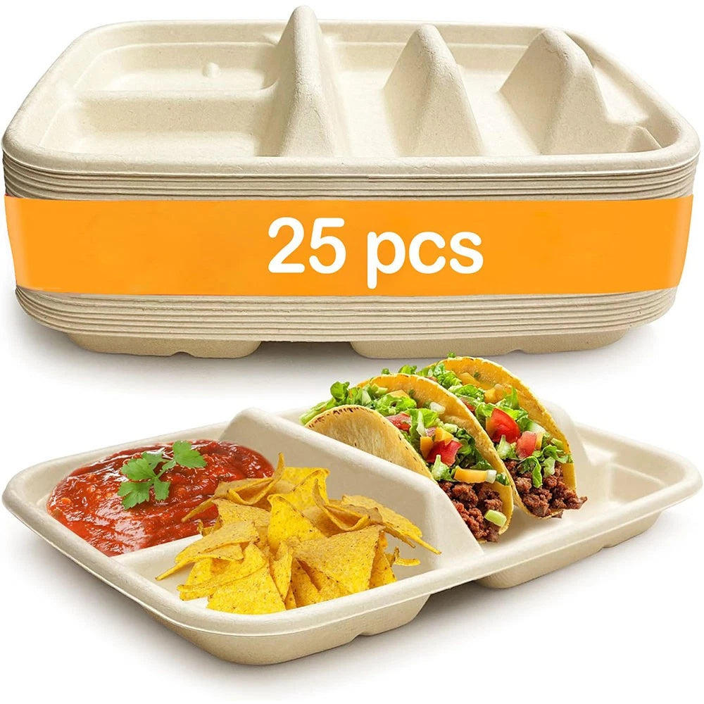 25 Pcs Taco Plates with Dividers