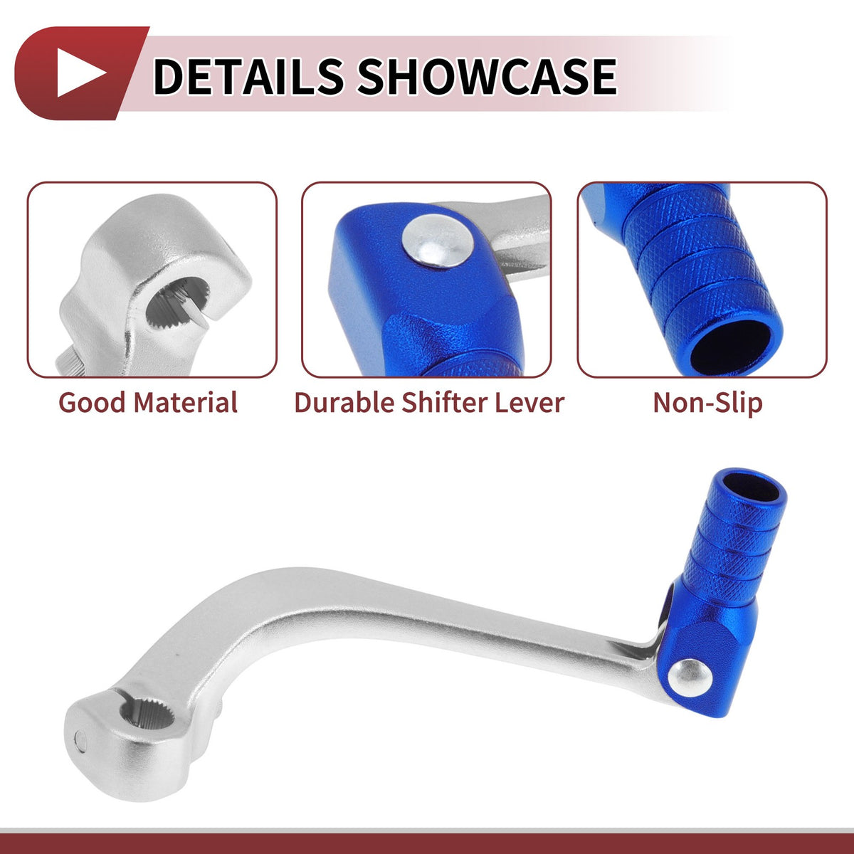 Folding Gear Shifter Lever for Honda CRF110F (2013–2018) Silver Tone Blue