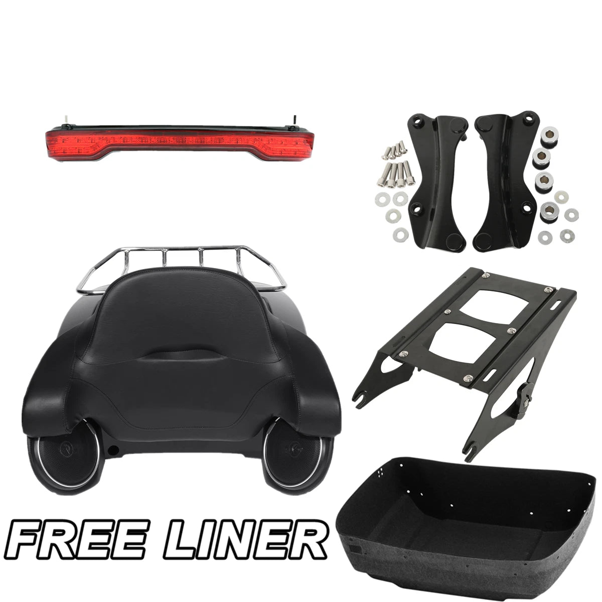 Trunk Backrest Light Mount Rack Speakers for Harley Touring (2014–2026)