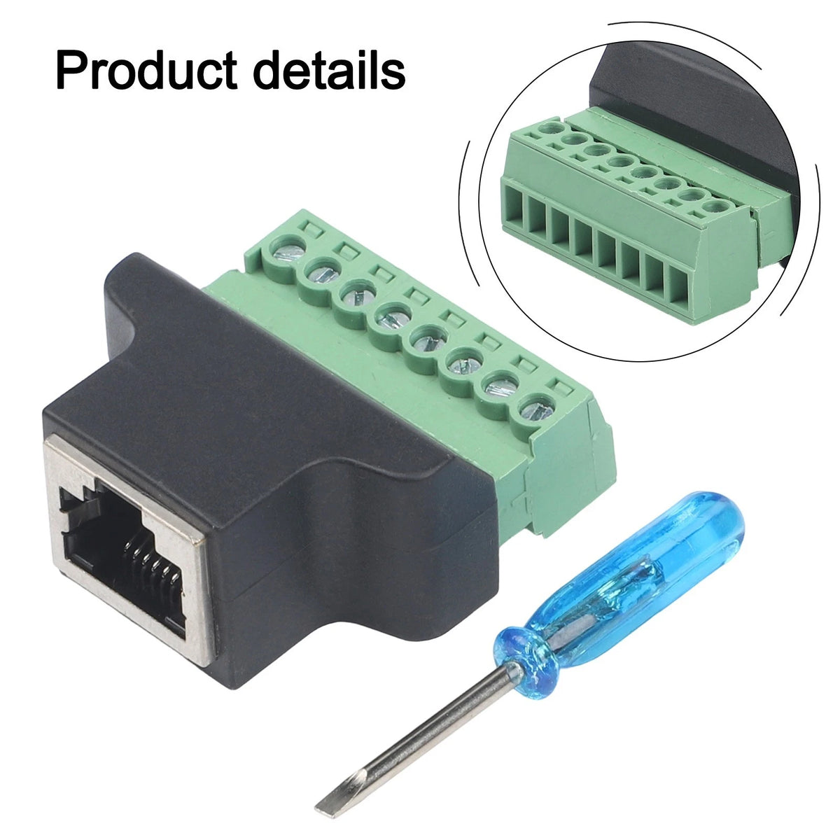 8 Pin RJ45 Green Screw Adapter with Screwdriver for Easy Installation
