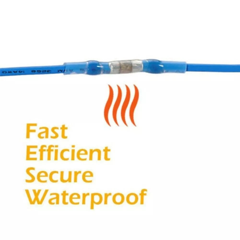 100pcs Waterproof Polyolefin Heat Shrink Butt Wire Connectors for Universal Use