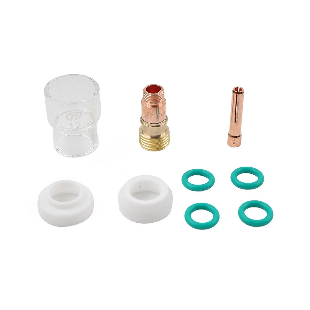 9pcs TIG Welding Stubby Gas Lens #12 Pyrex Cup Kit for Universal Use
