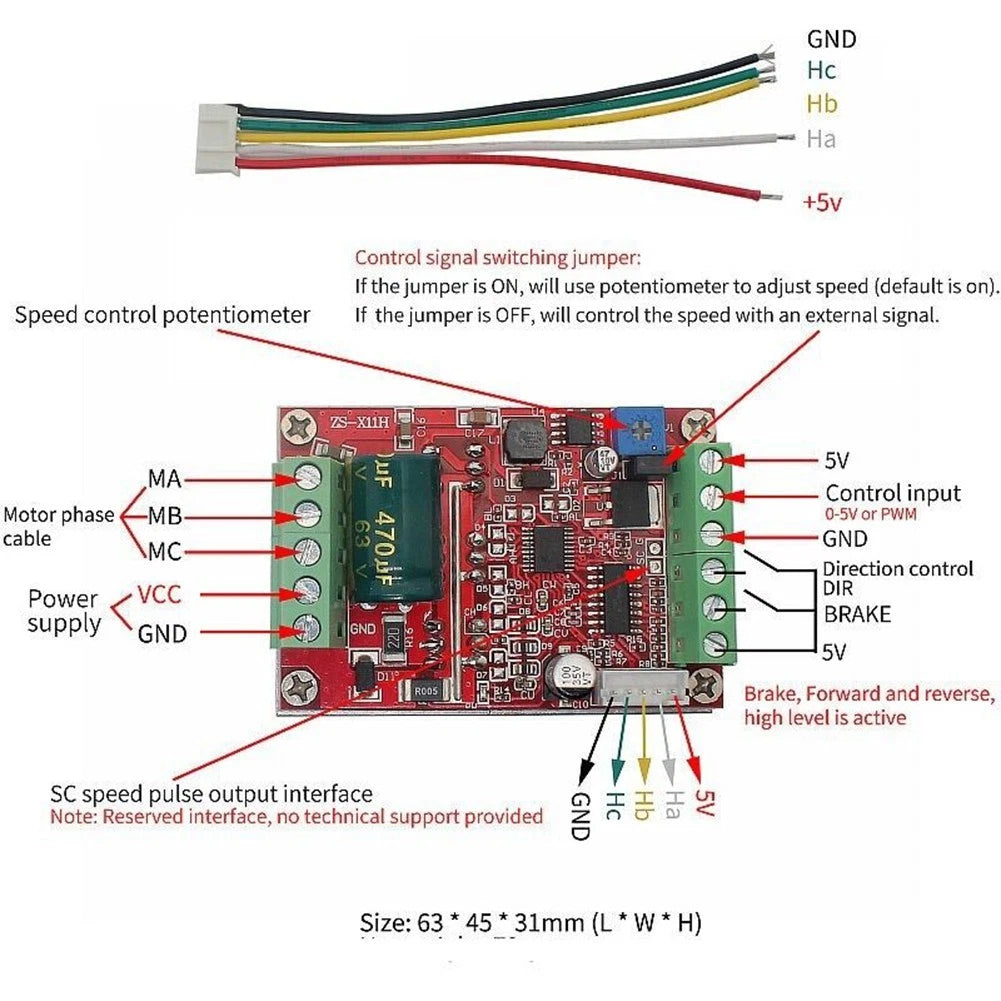 3 Phase Brushless Motor Controller for ZS X11D1 (400W)