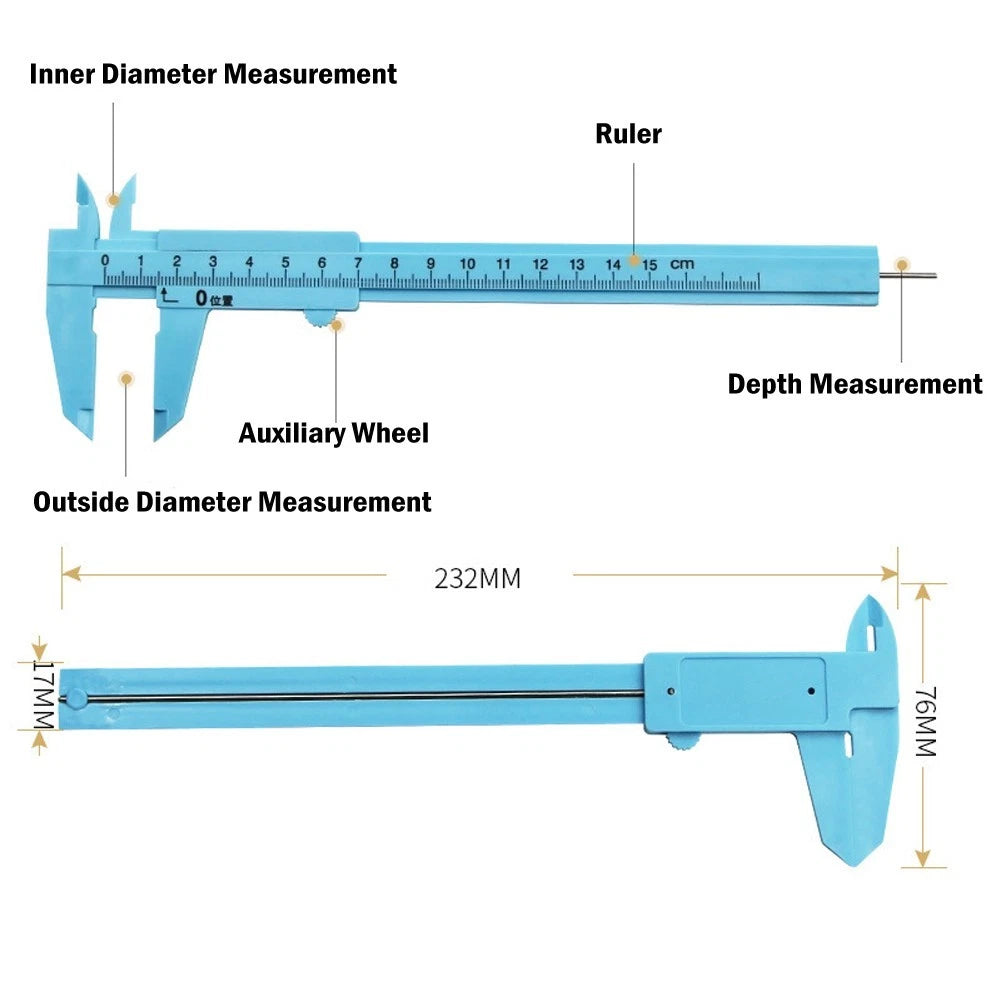 Vernier Calipers 0-150mm Plastic Depth Height Measure Tool