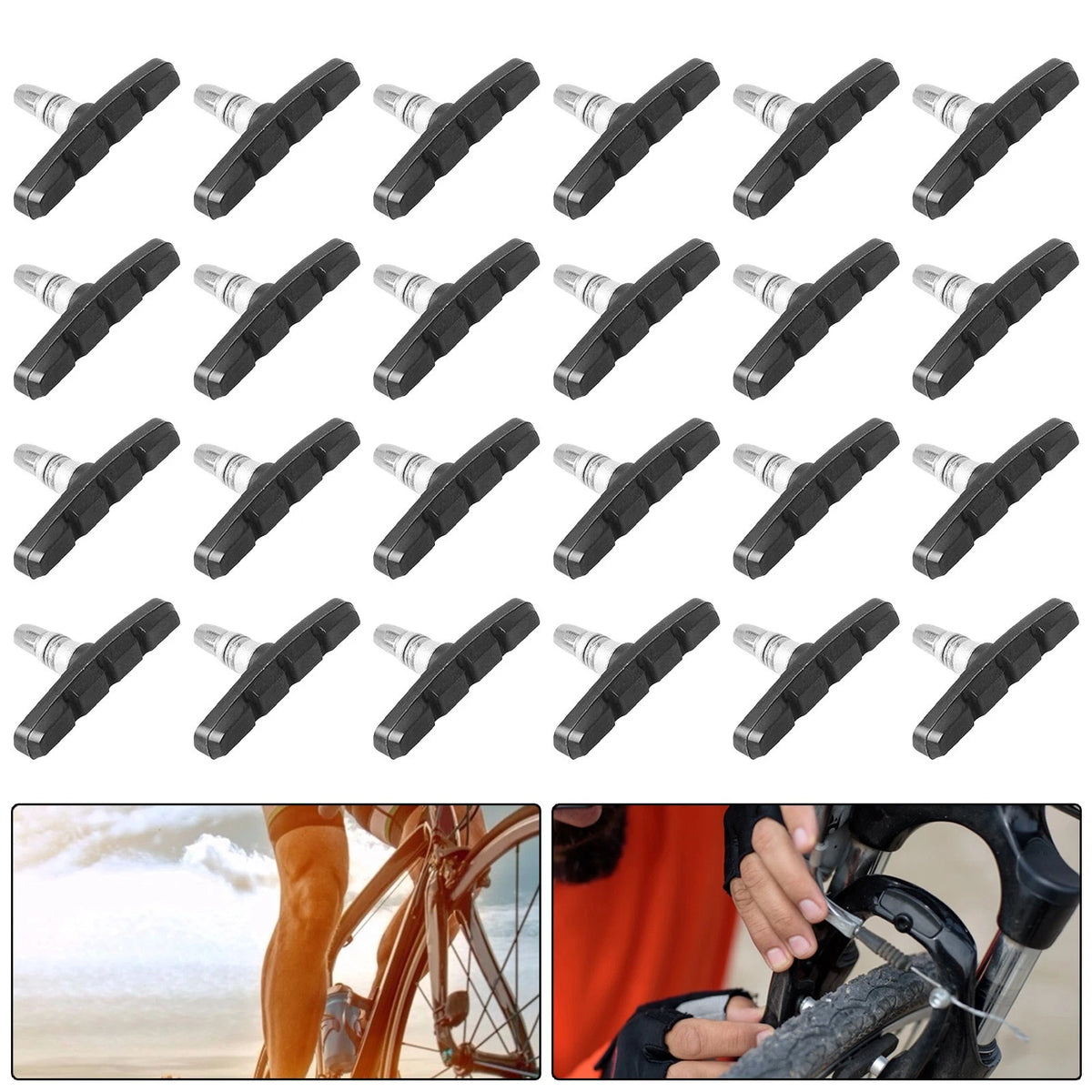 Set of 12 Brake Pads for Bicycle (70mm Symmetrical Thread)