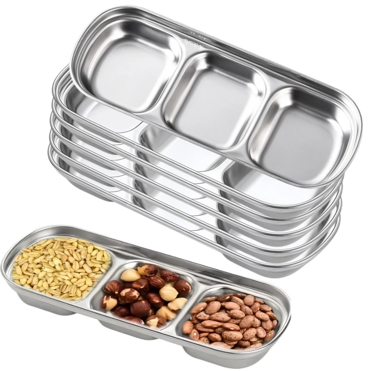 3 Compartment Plate for BBQ Serving Dish (Compact Size)