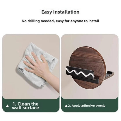 Walnut Hair Dryer Holder Wall Mounted Organizer for Bathroom (No Drill)