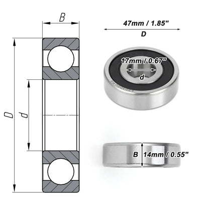 6303DDU Deep Groove Ball Bearing for Scooter Skateboard Wheel (P0)