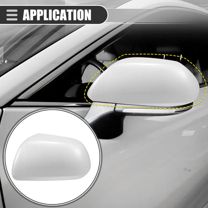 Left Side Mirror Cover Cap for Toyota Highlander (2009–2014) ABS White