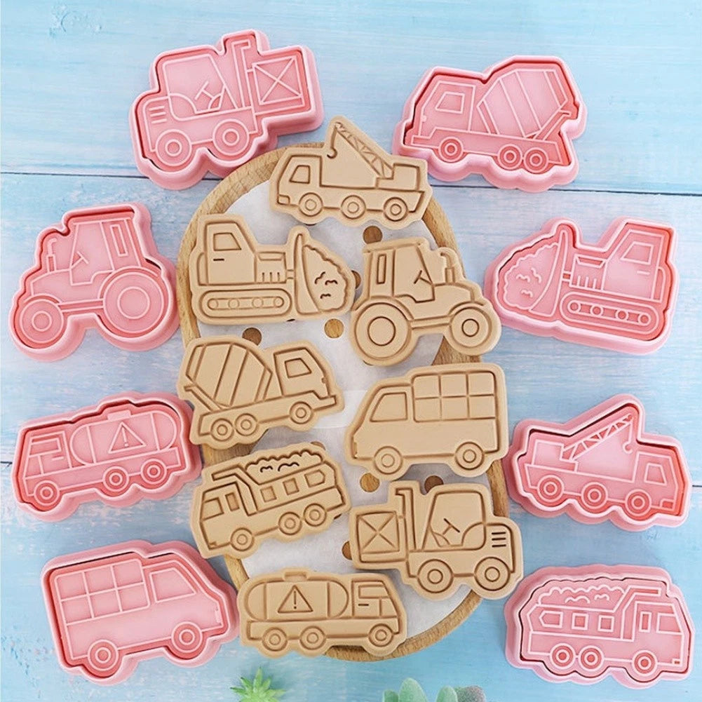 8 Piece Cookie Cutters Set for Construction Vehicles (Baking Tool)