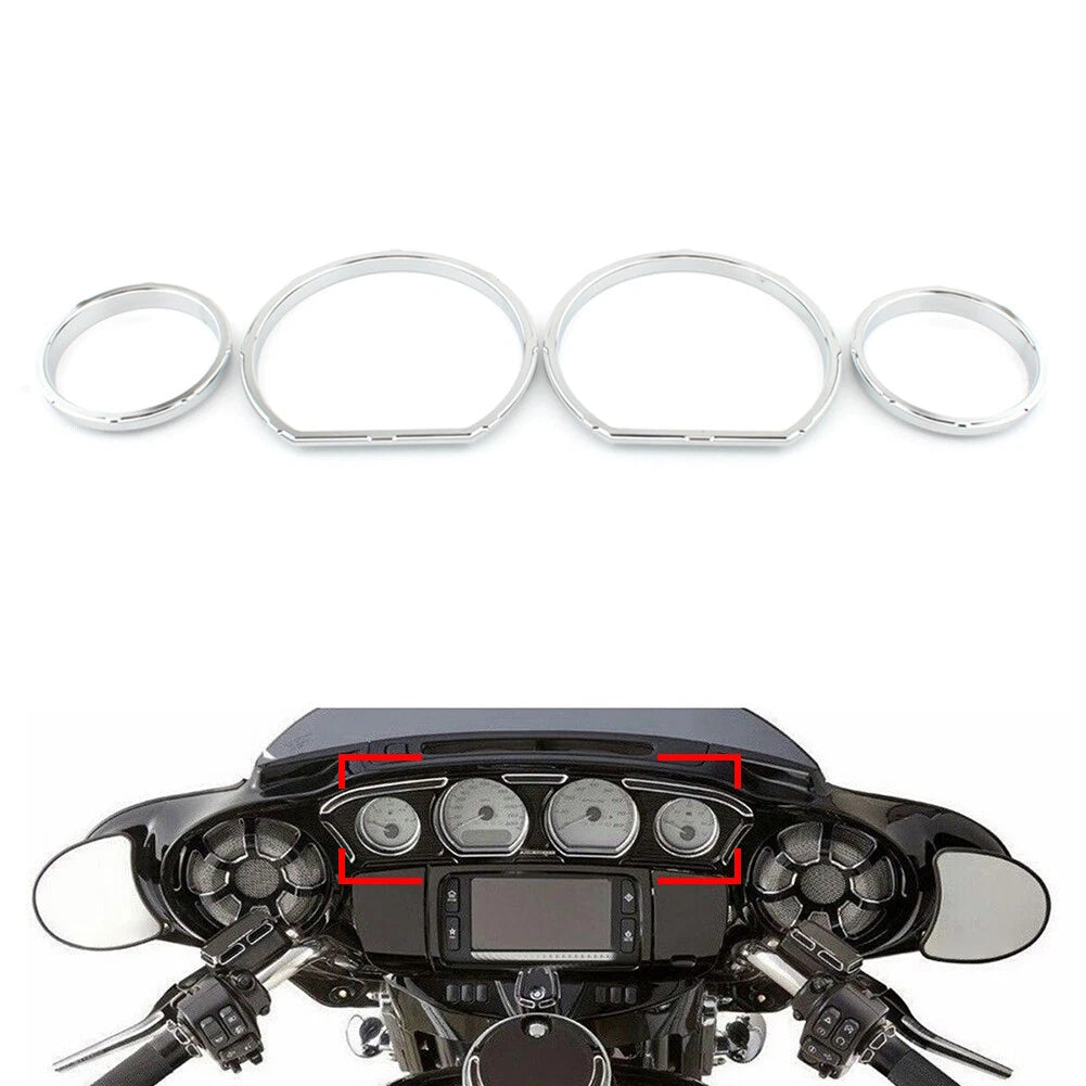 Instrument Board Gauge Bezel Kit For Harley Electra Street Glide 2014-23 Chrome