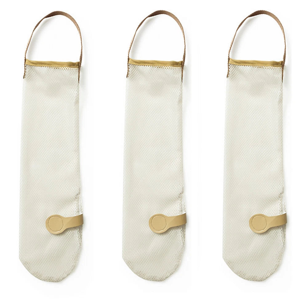3 Pack Mesh Onion Garlic Storage Bags for Kitchen Wall Hanging