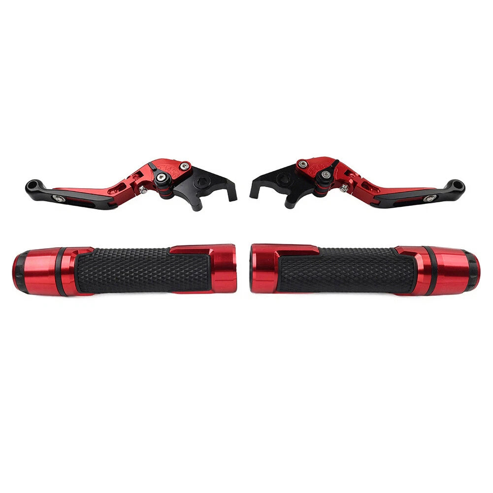 Red Extendable Brake Clutch Levers Handlebar Grips Sets For Kawasaki ZX1400