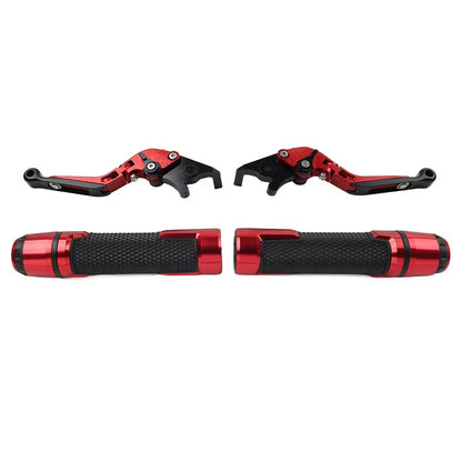 Red Extendable Brake Clutch Levers Handlebar Grips Sets For Kawasaki ZX1400