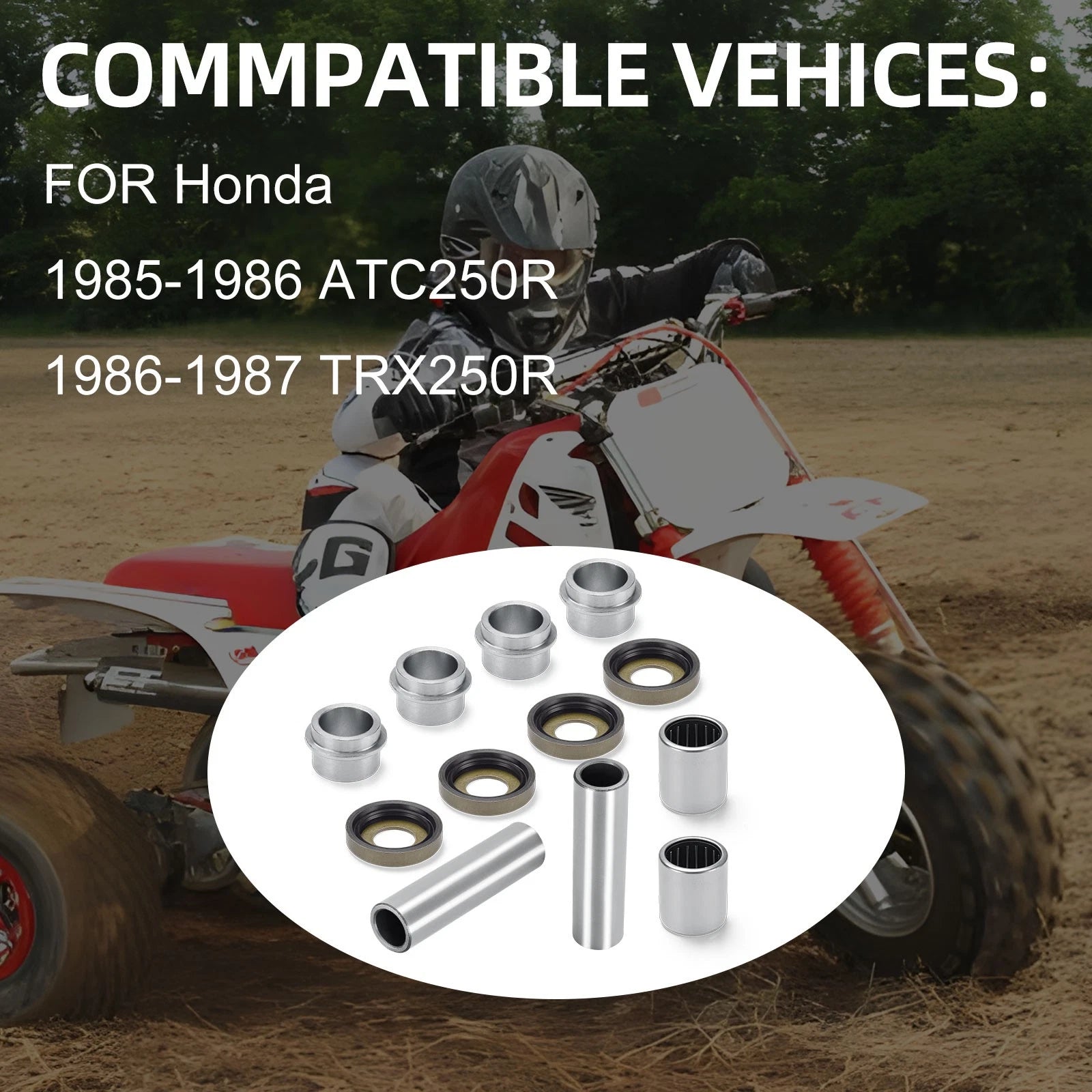 Swingarm Collar Needle Bearing Bushing Dust Seal Kit for Honda ATC250R TRX250R (1986–1989)