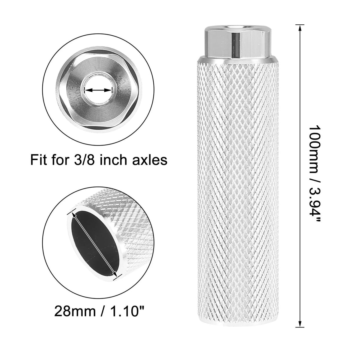 Aluminum Alloy Foot Pegs Pair for BMX MTB Bicycle 3/8 Inch Silver (3/8)