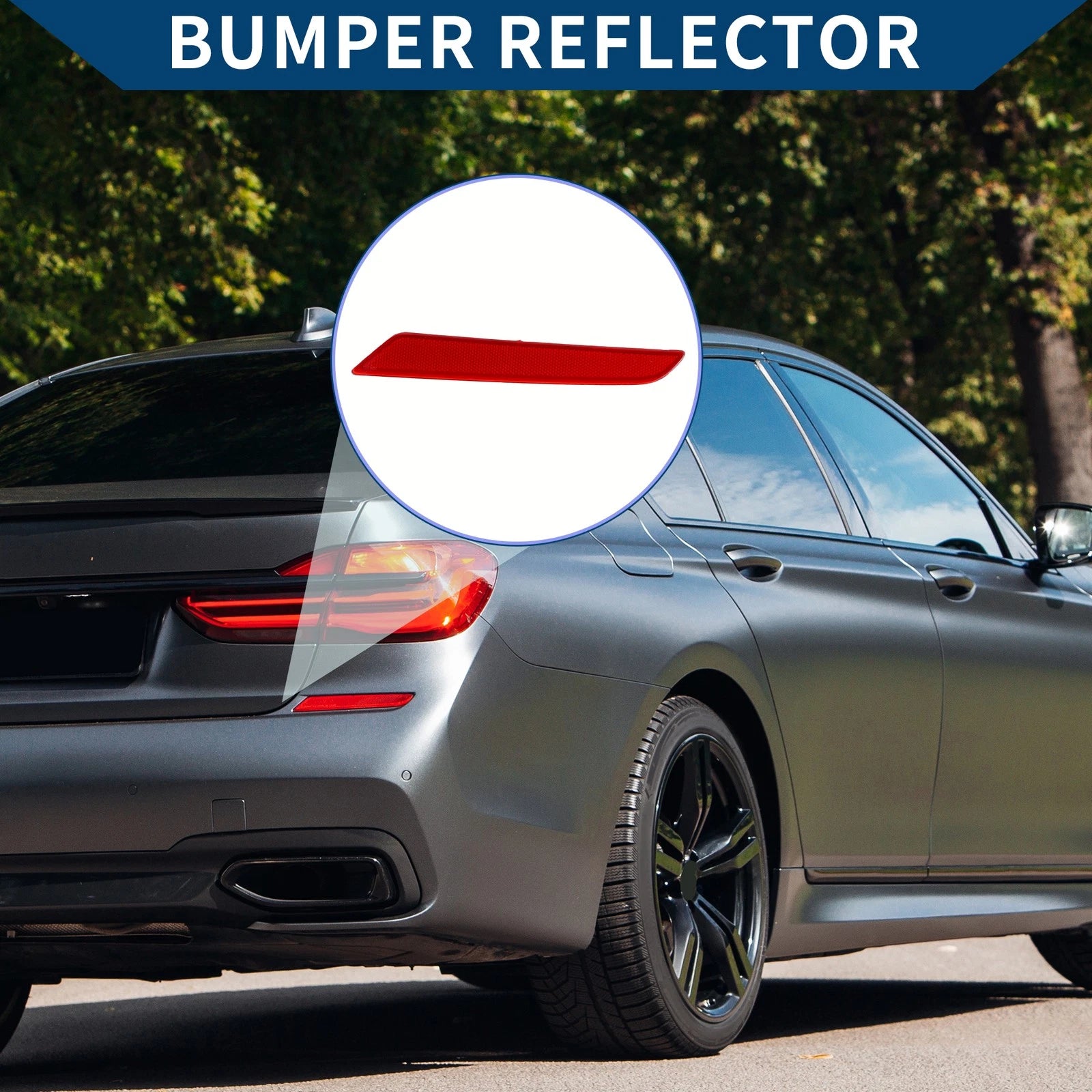 Bumper Reflector Rear Right Replacement for BMW 740i (2016–2019) Red