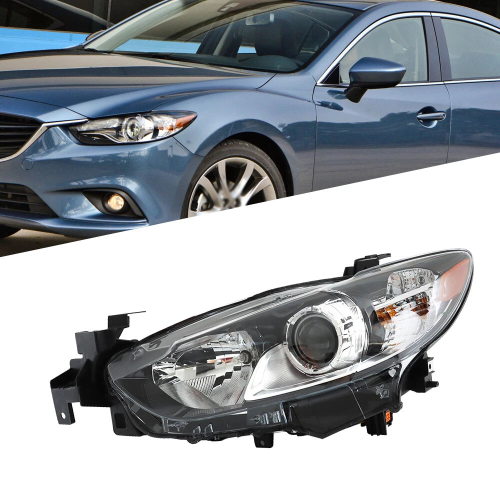 Left Headlight for Mazda 6 (2014–2017) LH Clear Lens Halogen Black