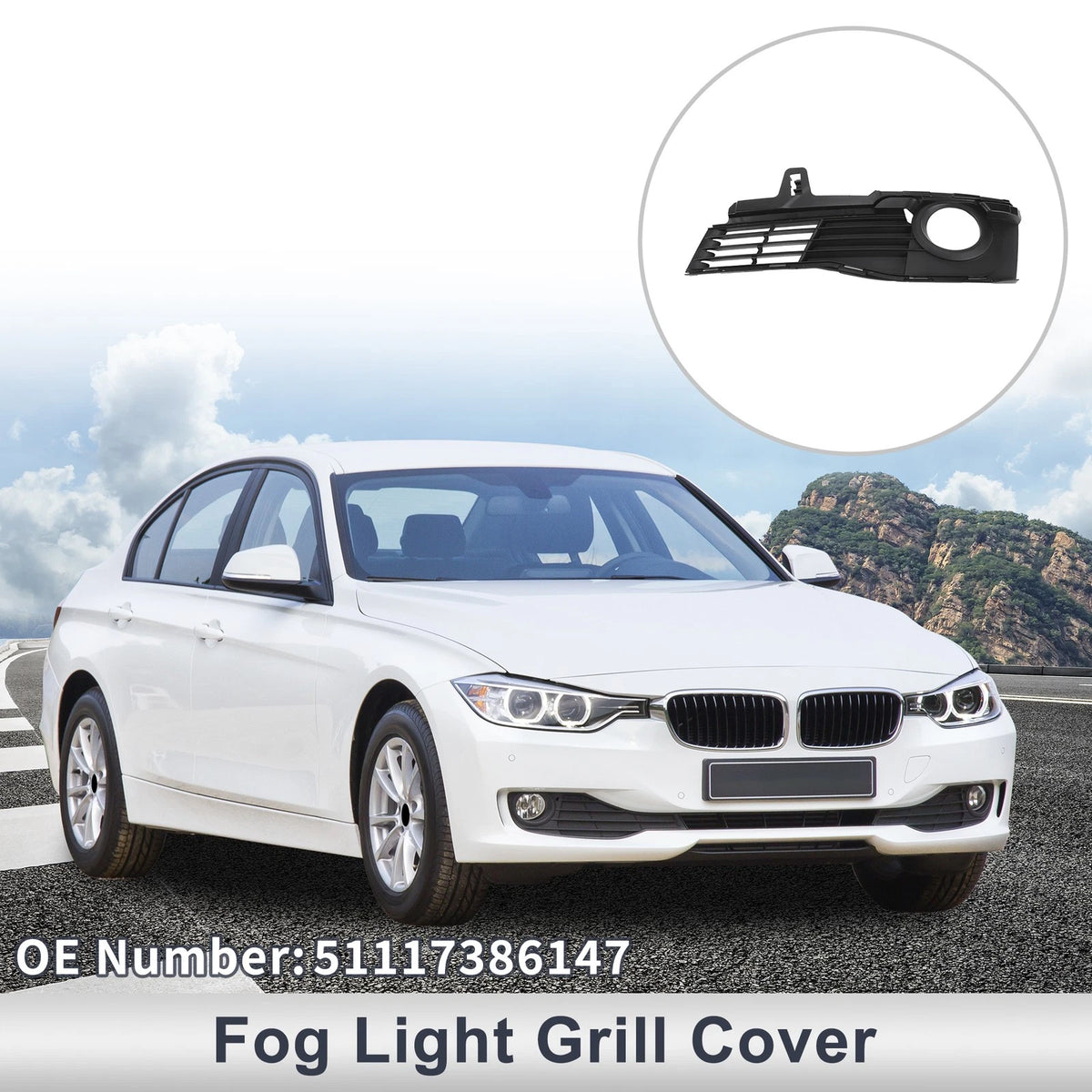 Front Left Fog Light Grill Replacement for BMW 3 Series (2015–2019)