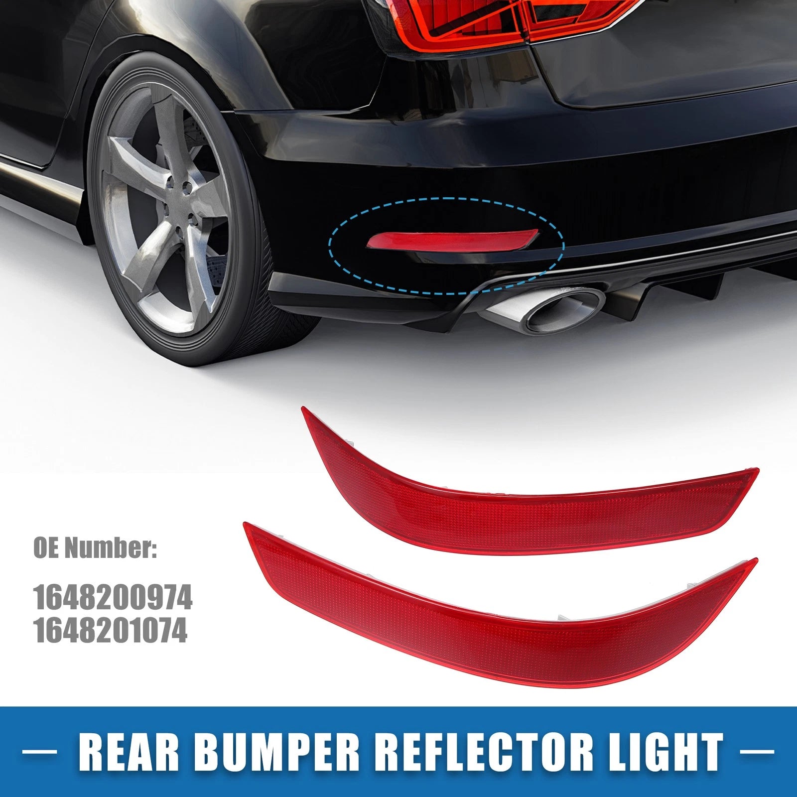 Rear Bumper Reflector Light Pair Replacement for Mercedes-Benz ABS (2014–2020)