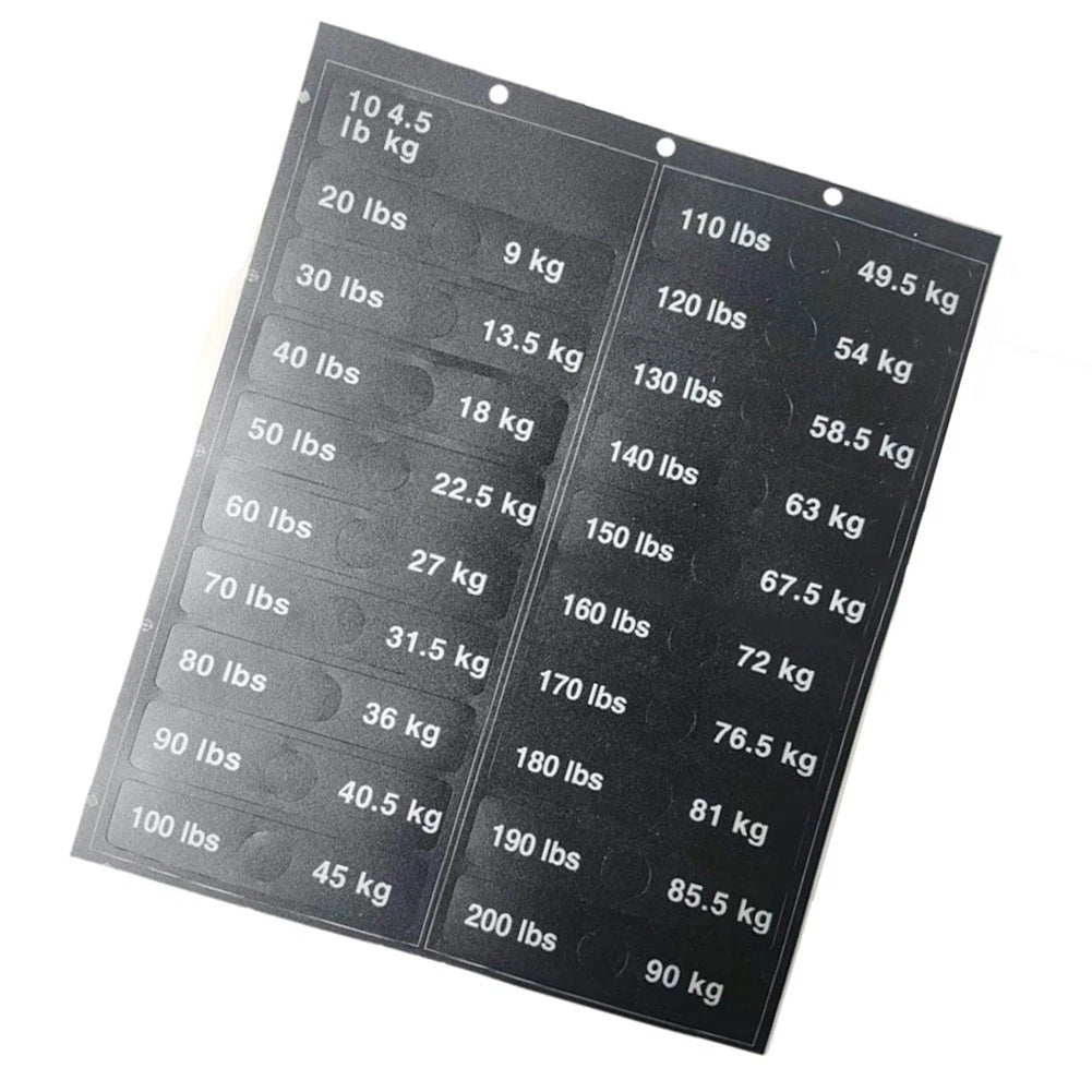 Weight Stickers for Gym Equipment