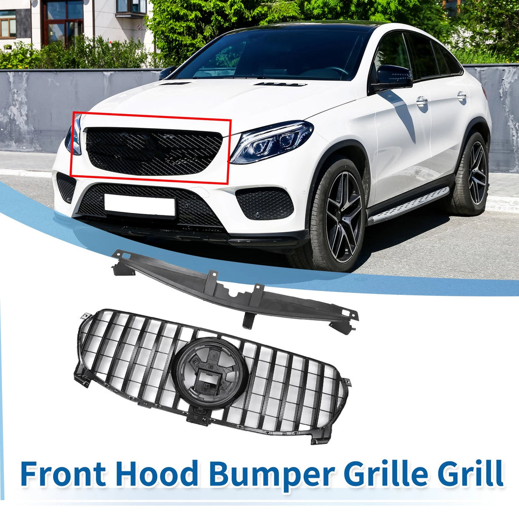 Front Upper Bumper Grille Grill Replacement for Mercedes-Benz GLE350 2020-2022 Black