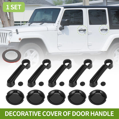 Set of 4 Decorative Door Handle Covers for Jeep Wrangler JK JKU (2007–2018) Black ABS