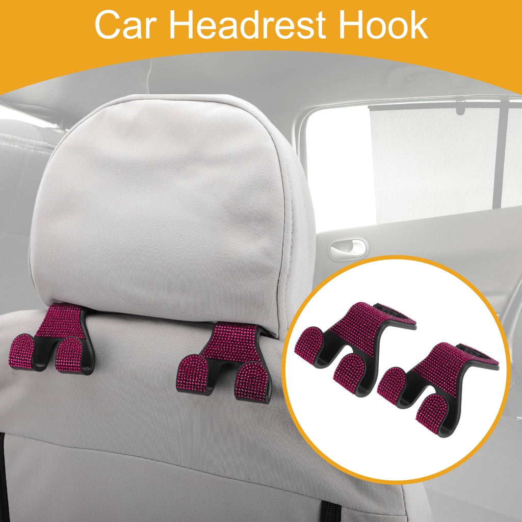 2 Pcs Universal Car Seat Headrest Hook for Hanging Purses (Rose Red)