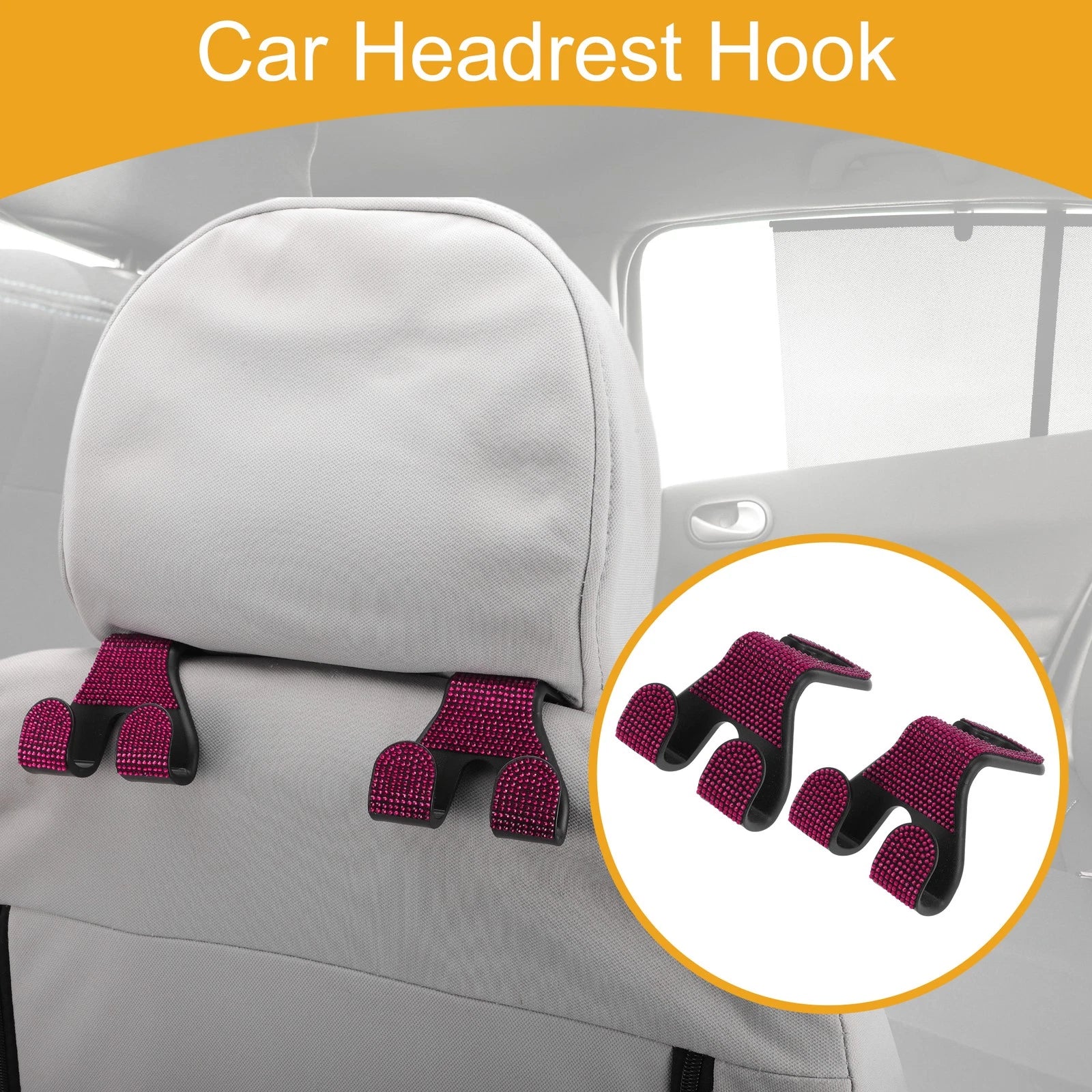 2 Pcs Universal Car Seat Headrest Hook for Hanging Purses (Rose Red)