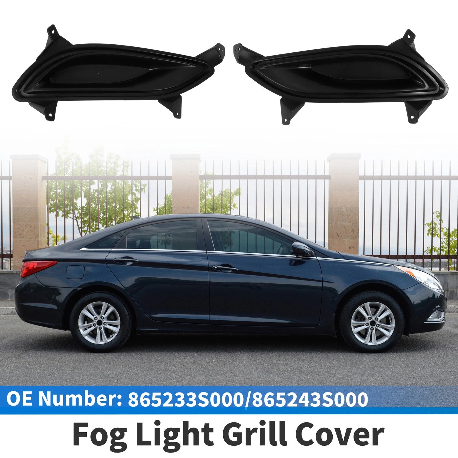 Front Left Front Right Fog Light Grill Replacement for Hyundai Sonata (2011–2013)