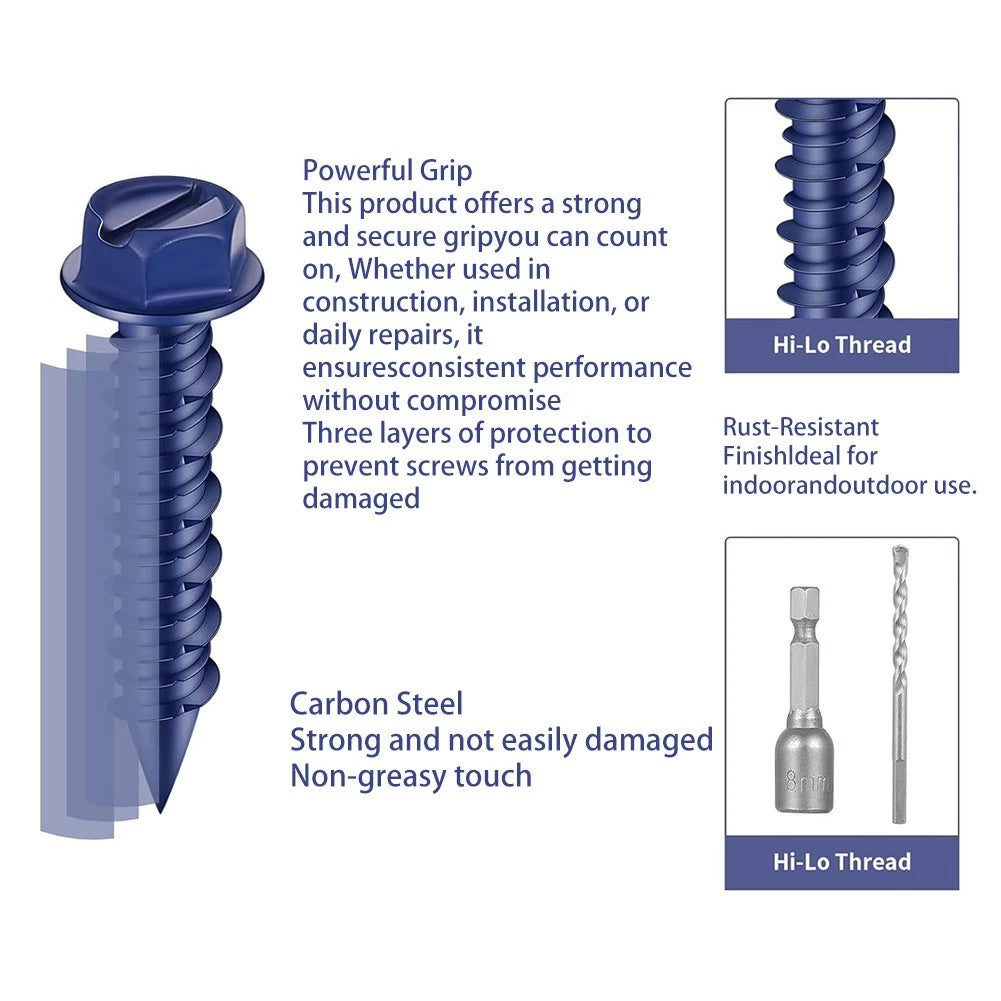 40 Pcs M6.5x32mm Concrete Screws Anchors for Masonry